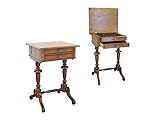 Antikes Nähtischchen Gründerzeit um 1880 | Nähtisch Beistelltisch Nähkästchen | Nussbaum teils furniert | 2 Schubladen | B: 51 cm (10387)