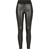 Urban Classics Damen High Waist aus Lederimitat mit Hoher Taille - Ladies Faux Leather Treggins Leggings, Schwarz (Black 00007), S EU