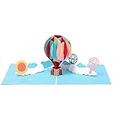 OMIDM Geschenkkarten Grußkarten 3D handgemachte Farbe Print Rainbow Heißluftballon Papier Einladung Grußkarten Postkarte Geburtstagsfeier Business Kinder Geschenk Grußkarten (Size : 4pc)