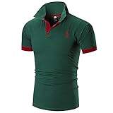 Sportshirt Herren Modern Basic Slim Fit Stretch Knopfleiste Herren Shirt Sommer Mode Spleißen Stickerei Herren Kurzarm Casual Sport All-Match Herren Top