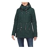 Ragwear MONADIS Damen Frauen Parka,Mantel,Übergangsmantel,Übergangsjacke mit Kapuze,Herbstmantel,wasserabweisend,Regular Fit,Grün,XS