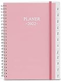 2022 Tagebuch, A5-Wochenplaner mit Monatsregistern, Gesäßtasche, elastischer Verschluss, flexibler Einband, Doppeldrahtbindung, einfache Organisation des täglichen Lebens, 14,8×21cm, R