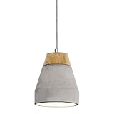 EGLO Pendellampe Tarega, 1 flammige Beton Hängeleuchte, Material: Stahl, Holz, Beton, Farbe: Grau, braun, Fassung: E27, Ø: 150