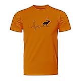 Herzschlag Hirsch | Jäger | Jagd, Herren T-Shirt - Fairwear -, Größe XL, orang