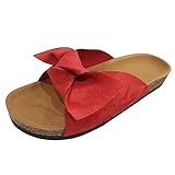 Julhold Sandalen Offen Strandschuhe Hauschuhe Leicht Badelatschen Bequeme Damen Mode Fliege Flache Dicke Bottom Heel Sandalen Slipper Beach Schuhe Sommer Strand Reise Schuhe(Rot,36)