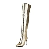 Dytxe-shelf Damen Hohe Stiefel Winter Schuhe Mit Absatz Langschaft Overknee Stiefel Spitze Mode Oberschenkel Hohe Stiefel High Heels Lang B