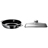 Silit Professional Servier-/ Bratpfanne Ø 28 cm Silargan Funktionskeramik Schüttrand Innenskalierung induktionsgeeignet schwarz & Glasdeckel Ø 28cm Metallgriff spülmaschinengeeig