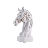 OMYLFQ Statuen Harz Pferd Statue Ornament Kollektible Handwerk, Einrichtung für Wohnkultur Wohnzimmer Schreibtisch Desktop Tischweinkabinett Arrangement Geschenk, weiß Fig