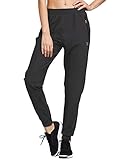 BALEAF Damen Sporthose weit lang Jogginghose Sweathosen Funktionshosen Outdoor mit Seitentaschen Schwarz XL