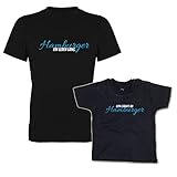 G-graphics Vater & Kind T-Shirt Set Von Geburt an - HAMBURGER - ein Leben lang 293.0149 (Vater XL / Kind 6-12 Monate)