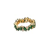 ZPEE Ringschmuck Luxus Grüner Kristall Unregelmäßiger Goldring Damen Schmuck Premium Set Mode Mädchen Zubehör Ring schmuck Damen (Main Stone Color : Green, Metal Color : Gold-Color)