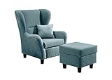 GXK Ohrensessel Ohrensessel mit Hocker Polstersessel Wohnzimmersessel Ohrenback