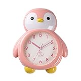 Cartoon Pinguin Wanduhr, niedliche Wandmontierte Dekoration Quarzuhr, Batteriebetrieben, Babyzimmer, Schlafzimmer, Wohnzimmer (Color : Pink, Größe : 14.6x12.2in)