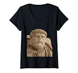 Damen Aristoteler griechischer Philosoph Statue Vektorkunst T-Shirt mit V