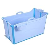 BAHLDOW Baby Mini freistehende Badewannen Falten tragbare Whirlpool Badewanne mit Rückenlehne Outdoor Outdoor japanische Badewanne for Duschkabine einweichen (Color : Blue)