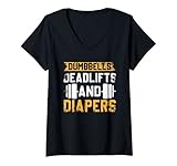 Damen Kurzhanteln, Kreuzheben und Windeln, Fitness, Übung, Fitnessstudio Freak T-Shirt mit V