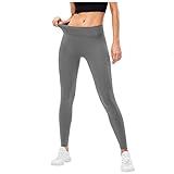 Sportleggins Damen Lang High Waist Warm Yoga Hose Push Up Leggings Thermo Leggings Outdoor Sporthose Fitness Hose Tank Top Langarm atmungsaktiv Pants Tee T-Shirt Blickdicht weiche L