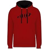 Shirtracer Entwicklung und Evolution Outfit - Handball Evolution Herren - XXL - Rot/Schwarz - Handball Evolution Herren - JH003 - Hoodie zweifarbig und Kapuzenpullover für Herren und D