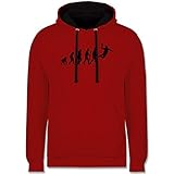 Shirtracer Entwicklung und Evolution Outfit - Handball Evolution Herren - XXL - Rot/Schwarz - Handball Evolution Herren - JH003 - Hoodie zweifarbig und Kapuzenpullover für Herren und D