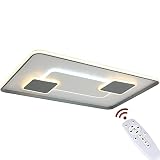 Eurotondisplay 9641CFX, 90x60cm LED Deckenleuchte mit Fernbedienung Lichtfarbe/Helligkeit einsetllbar Deckenlampe weiß/grau (9641CFX, 90x60cm 224W)