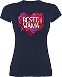 Mutter Geschenk Mama - Beste Mama - Herz - S - Navy Blau - T-Shirt - L191 - Tailliertes Tshirt für Damen und Frauen T-S