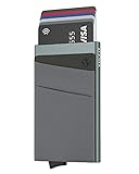 VULKIT Kartenetui RFID NFC Schutz Portemonnaie Herren mit Geldfach Mini Card Holder Wallet für 5-7 Karten und Banknoten (Grau)
