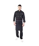tessile astorino Kostenlose Stickerei – Set für Herren – Schwarz, dreifarbig – Jacke, Hose und Schürze – 100 % Baumwolle – Uniform für Küche und Restaurant, Schwarz, dreifarbig, X-Larg
