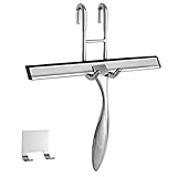 SODIAL Duschabzieher Set, 25,4 cm, inklusive Duschtürhaken und Klebehaken, Rakel für Duschglastü