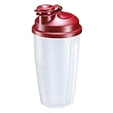 Westmark Dressingshaker, Schüttelbecher, Shaker mit herausnehmbarer Mixscheibe, Messskala und verschließbarem Ausgießer, Füllvolumen: 0,5 Liter, Kunststoff, Mixery, Rot/Transparent, 2435227R