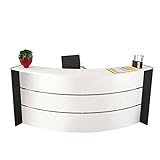 Schrank & Stuhl Bogentheke Surround – Empfangstheke aus Zwei Rundelementen, Tresen für den Empfangsbereich, Moderne Beratungstheke, 112 x 257 x 122,5 cm, Weiß/