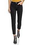 oodji Ultra Damen Jeans Slim Fit mit Hohem Bund, Schwarz, 25W / 32L