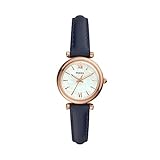 FOSSIL Damenuhr Carlie Mini, 28 mm Gehäusegröße, Dreizeigerwerk, Lederarmb