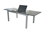 Doppler Voll Aluminium Gartentisch 150/210 x 90 cm mit Synchronauszug Silber schw