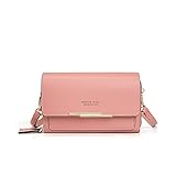 Damen Kleine Umhängetasche aus Leder für Handy / Handtasche, Schultertasche, Umhängetasche, Handytasche, Kartenhalter, für iPhone 12Pro 12 11Pro 11 8 Plus Xs Max X Xr 8/7 (A-Pink)