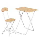 XiYou Klapptisch mit Hocker Studie Computertisch Home Office Schreiben Kleiner Schreibtisch,Moderner Einfacher Stil PC-Tisch,Metallrahmen Faltbarer Picknicktisch (Gelb)