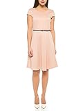 VERO MODA Damen Kleid mit kurz Arm und Gürtel in rosa - Sommer Cocktail-Kleid, Farbe:Pink, Größe:L