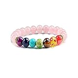 7 chakra naturstein energie armband charme mode yoga schmuck elastische seil perlen armreif männer und frauen freundschaft geschenk böse spirits geld zeichnung wohlwahrer ( Farbe : Pink crystal )