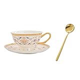 YUANFLQ Kaffee-Tee-Becher und Untertasse Set Bone China Ceramic zeitgenössische Espresso-Tassen Cappuccino-Tassen Royal Ananas-Teetasse sehr geeigneten Saft-Cocktail-Mischgetränke Getränke geb