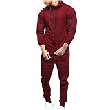 Herren-Shirts, Jacke, Kapuzenpullover, Freizeitjacke mit Reißverschluss, Rundhalsausschnitt, Sport-Kapuzenanzug, Sweatshirts, Fitnesstraining, Laufbekleidung, Wein1, L