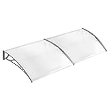 NAIZY 300 x 100cm Vordach für Haustür Pultbogenvordach Überdachung Haustür aus Polycarbonat und Aluminium Rahmen für Garage Balkon Fenster Haus - G