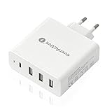 everActive Netzladegerät mit 3 USB-Anschlüssen und USB-C PD Anschluss, hoher Wirkungsgrad, schnelles Laden, Gesamtleistung 60.5W, Modell: SC-500Q