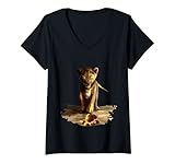 Damen König der Löwen. T-Shirt mit V