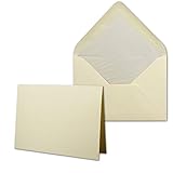 10 Sets - großes Kartenpaket mit 10 Faltkarten & 10 Umschlägen - 10,5 x 14,8 cm - DIN A6/C6 - Creme-Chamois - GERIPPT
