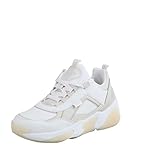 Buffalo Damen Low-Top Sneaker Lean B, Damen Halbschuhe,schnürschuhe,schnürer,straßenschuhe,Freizeitschuhe,Weiß (Offwhite/BEIGE),37 EU / 4 U