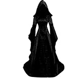 Mymyguoe Kleider Damen Halloween KostüM Gothic Kleidung Einfarbig Vintage cocktailkleid lang Abendkleider elegant für Hochzeit Gothic 80Er Jahre Kleidung M
