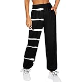 YSFWL Jogginghose Damen Baumwolle Sporthose Lang Sweatpants Lose Freizeithose Mit einem elastischen Bund und Kordelzug Lange Trainingshose Yogahose Fitness Hose Damen Lang für Gym Training