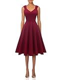 DRESSTELLS 50s Kleid Rockabilly ärmellos Partykleid Damen Vintage Kleider 50er Jahre Partykleider Burgundy 3XL