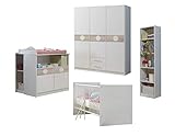 Wimex Babyzimmer Set Kimba, bestehend aus Kleiderschrank , Wickelkommode, Babybett, Unterschrank, Bettseiten, Regal, Liegefläche 70x140 cm, Mehrfarbig