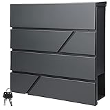 ECD Germany Moderner Design Briefkasten mit Zeitungsfach 37x11x37 cm aus Edelstahl pulverbeschichtet Anthrazit inkl. 2 Schlüssel, Montagematerial - Wandbriefkasten Postkasten Mailbox Zeitung