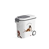 Curver 241095 Futter-Container 12kg I 35L, weiß/grau/Love Pets Hunde, 49,3 x 27,8 x 42,5